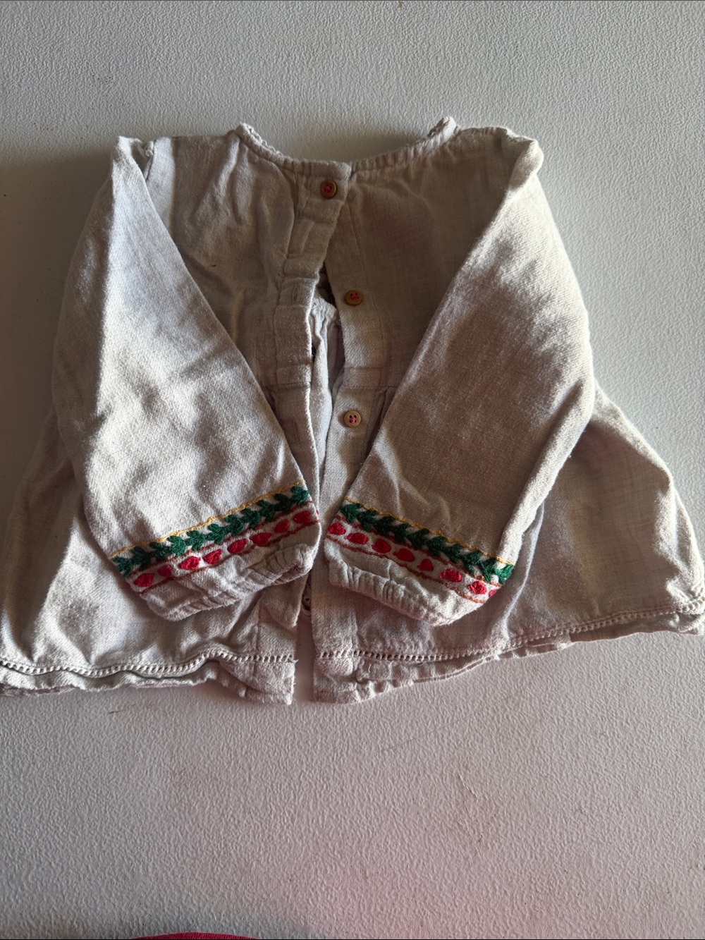 Zara Cream Long Sleeve Top with Colorful Floral Embroidery - Picture 2 of 2